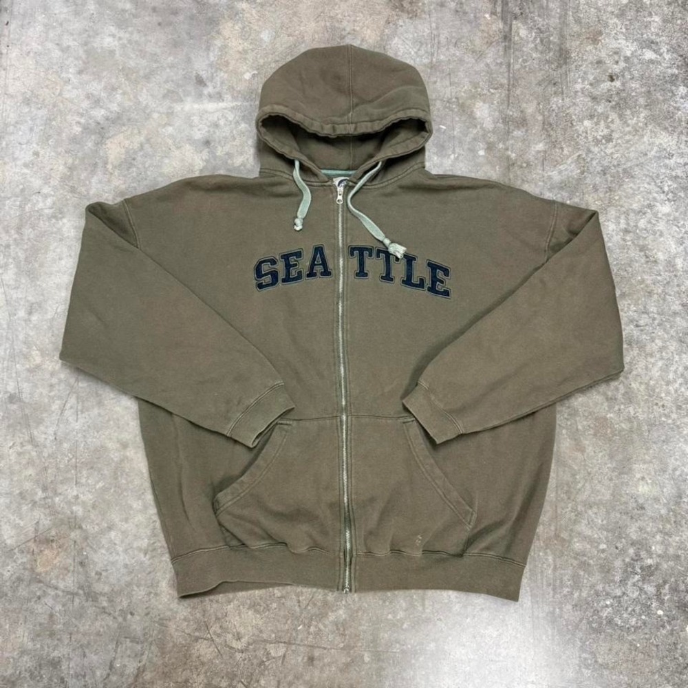 Green Seattle Embroidered Heavyweight Full Zip Hoodie Size XXL